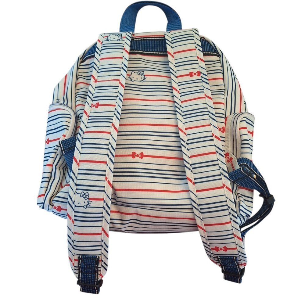 NEW Kipling X Sanrio Hello Kitty Striped Matta Backpack with Kitty Charm Retired - Picture 2 of 12